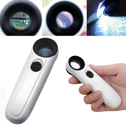 40X Handheld Magnifier With Two LED Lights Identification