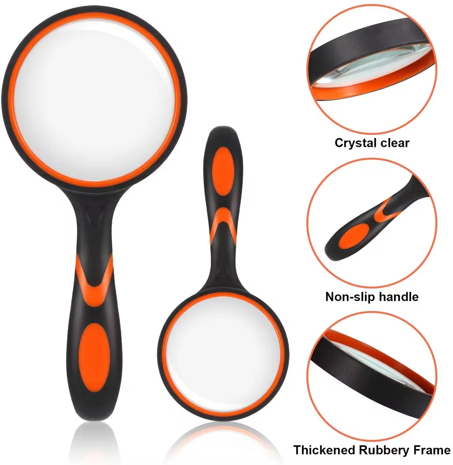 Round silicone handheld 10x high-definition magnifying glass for elderly and children observation reading identification tool