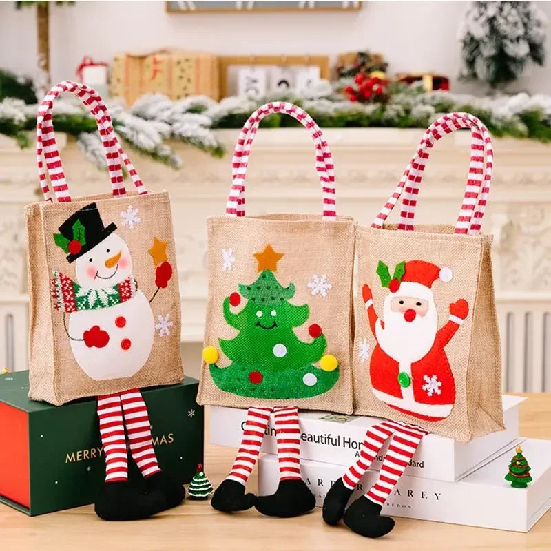 Cartoon Gift Bag Santa Claus Snowman Bag Christmas Tree Decoration Ornaments Christmas New Year Gift Wrapping Paper
