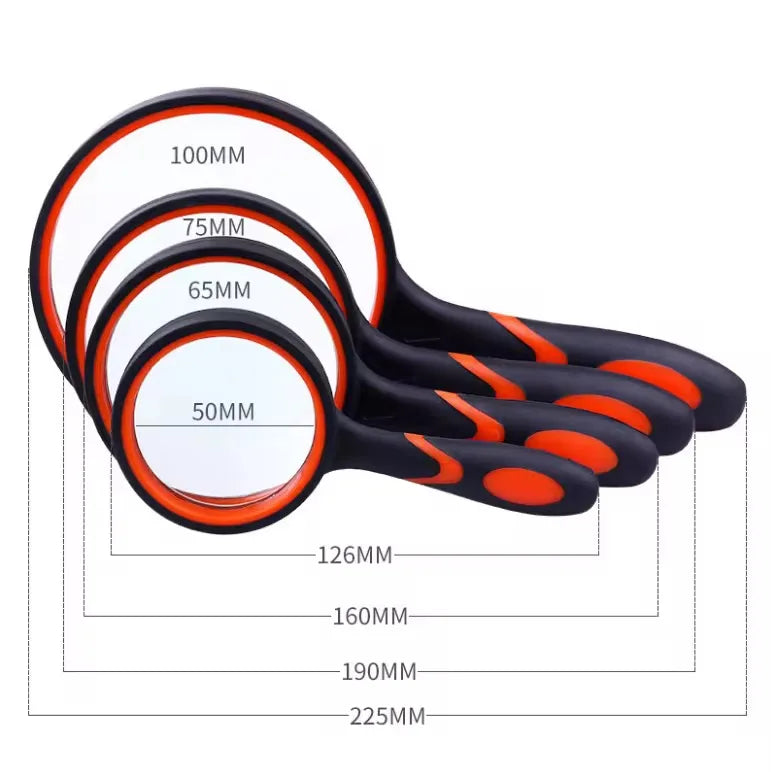 Round silicone handheld 10x high-definition magnifying glass for elderly and children observation reading identification tool