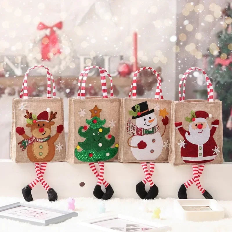 Cartoon Gift Bag Santa Claus Snowman Bag Christmas Tree Decoration Ornaments Christmas New Year Gift Wrapping Paper