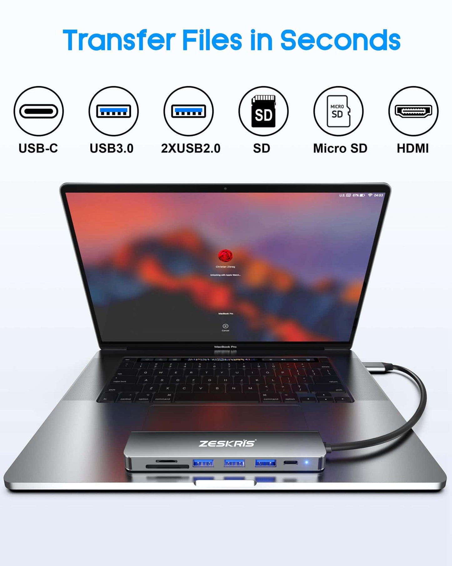 7-in-1 ZESKRIS USB C Hub mit 4K HDMI